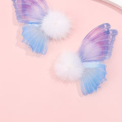 2pcs Sweet Plush Butterfly Hair Clips Party Girls Accessories