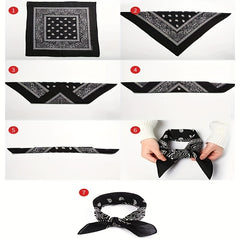 Paisley Print Bandana Satin Square Scarf Hip Hop Cowboy Cowgirl Head Wrap