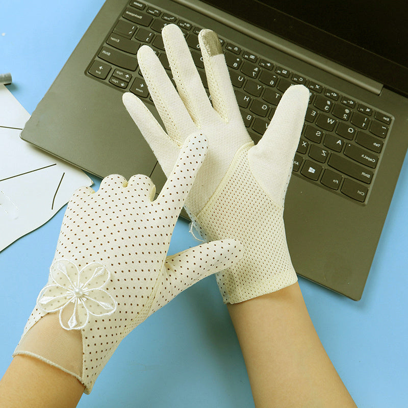 Sunblock Lace Gloves Women's Cycling Thin Touch Screen Gloves