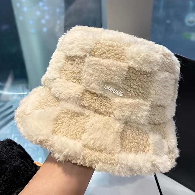 Winter Bucket Hat Fluffy Casual Warm Fisherman Hats For Men Women
