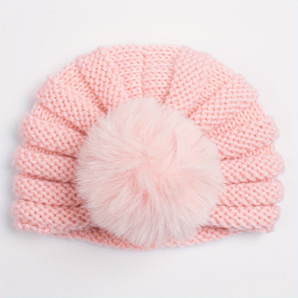 Baby Winter Hairball Knitted Woolen Hat