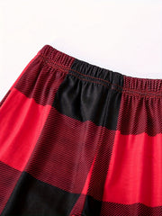 Christmas Hooded Top & Plaid Pants Pajama Set