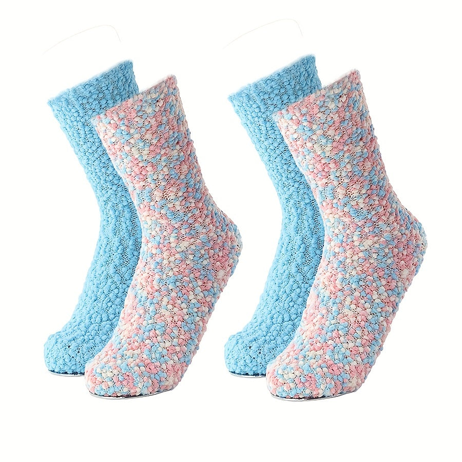 2 Pairs Warm Fuzzy Floor Socks Women's Stockings