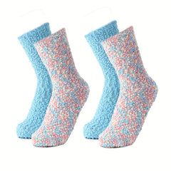 2 Pairs Warm Fuzzy Floor Socks Women's Stockings
