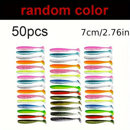 50pcs Soft Lures Fishing Swimbaits Paddle Plastic Tail Bait Trout Salmon Redfish