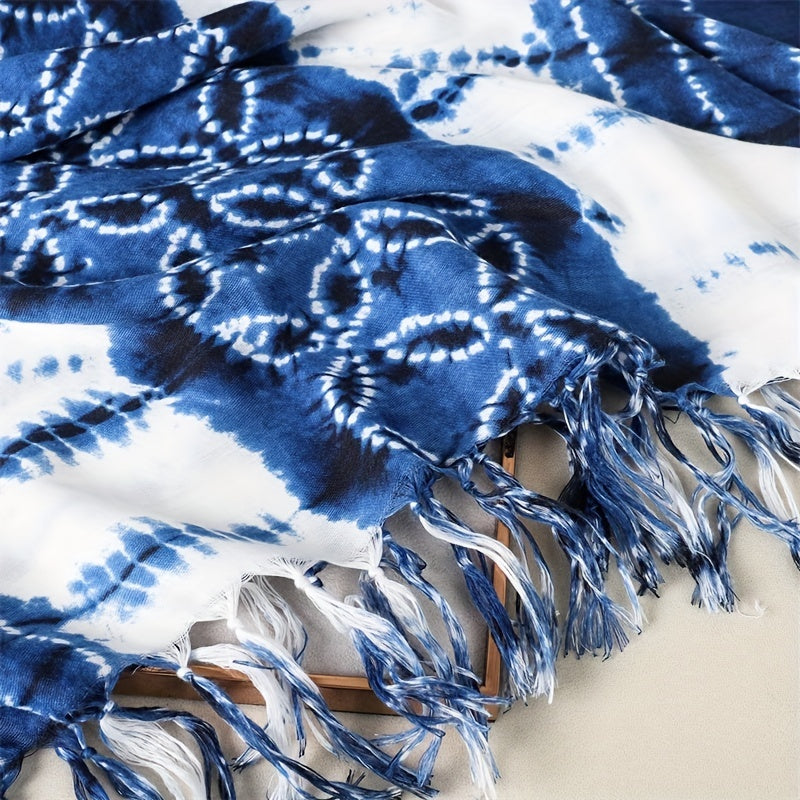 Men's Dark Printed Casual Scarf With Beard