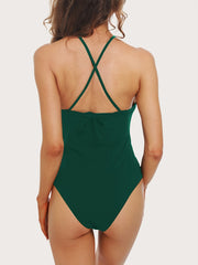 Women's Halter Criss Cross Bodysuit - Sexy Backless One Piece