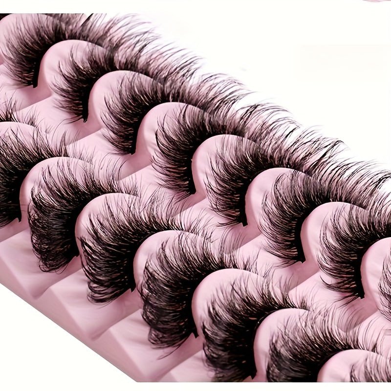 10 Pairs Fox Eye Lashes Layer Thick Volume Faux Mink Lashes 8D Cat Eye Lashes