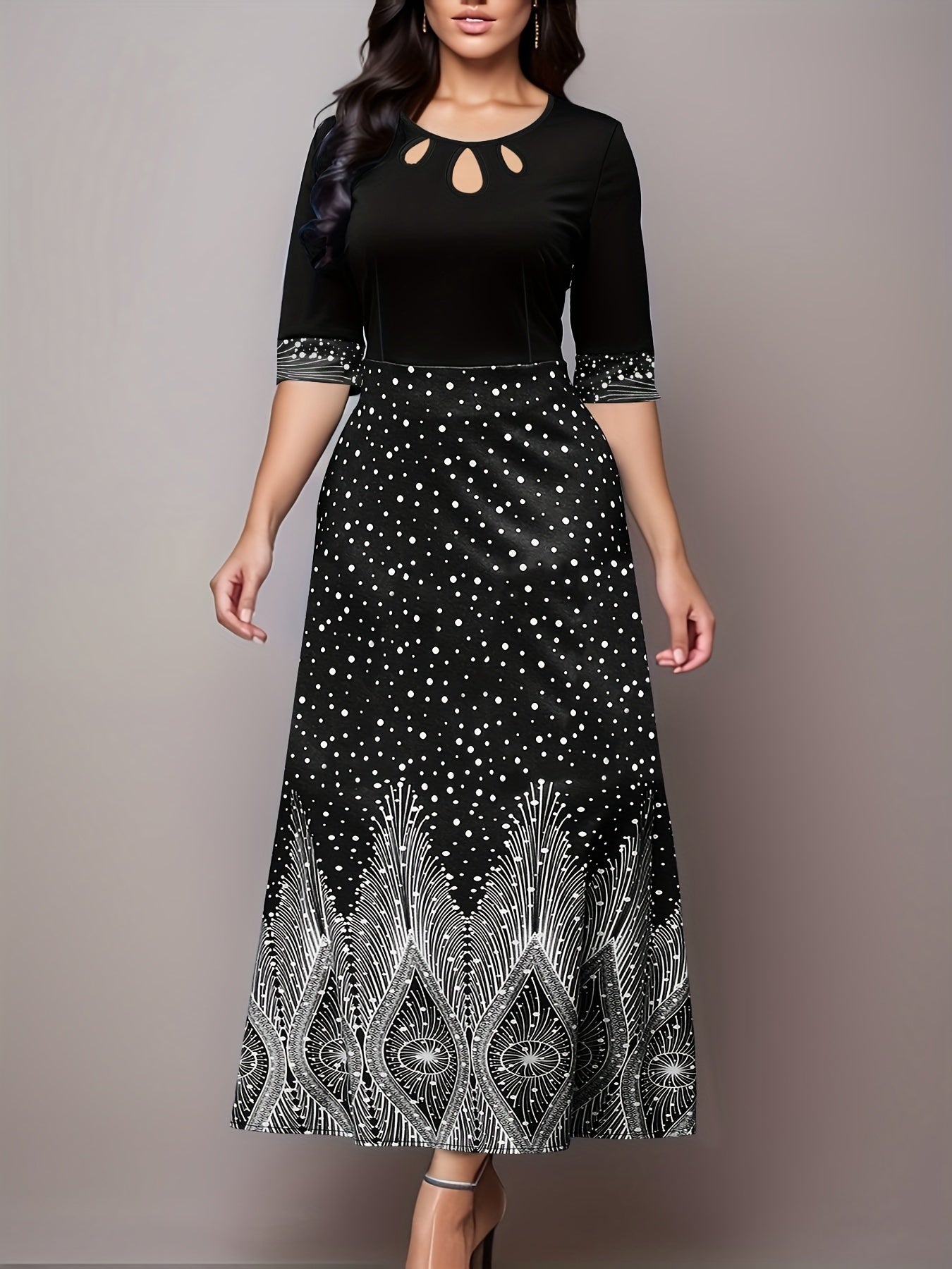 Women's Plus Graphic Print Cut Out Maxi Dress