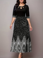 Women's Plus Graphic Print Cut Out Maxi Dress