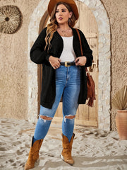 Solid Knit Open Front Cardigan Long Sleeve Sweater
