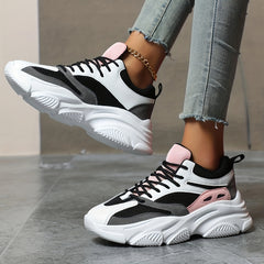 Chunky Sneakers Mesh Breathable Lace Up Running Shoes