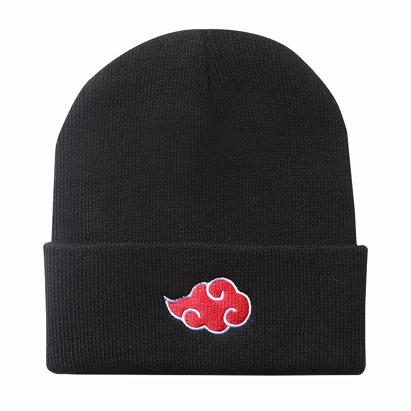 Men's Cartoon Street Red Cloud Embroidery Knitted Warm Hat