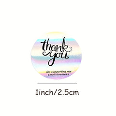 500 Pcs Rainbow Laser Thank You Stickers 2.54 cm Seal Label Packaging Supplies