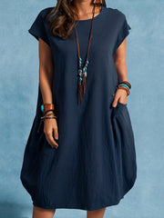 Basic Dress Women's Plus Short Sleeve Maxi Dress With Pockets