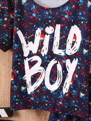 Boys Casual Outfit Round Neck T shirt & Shorts Set