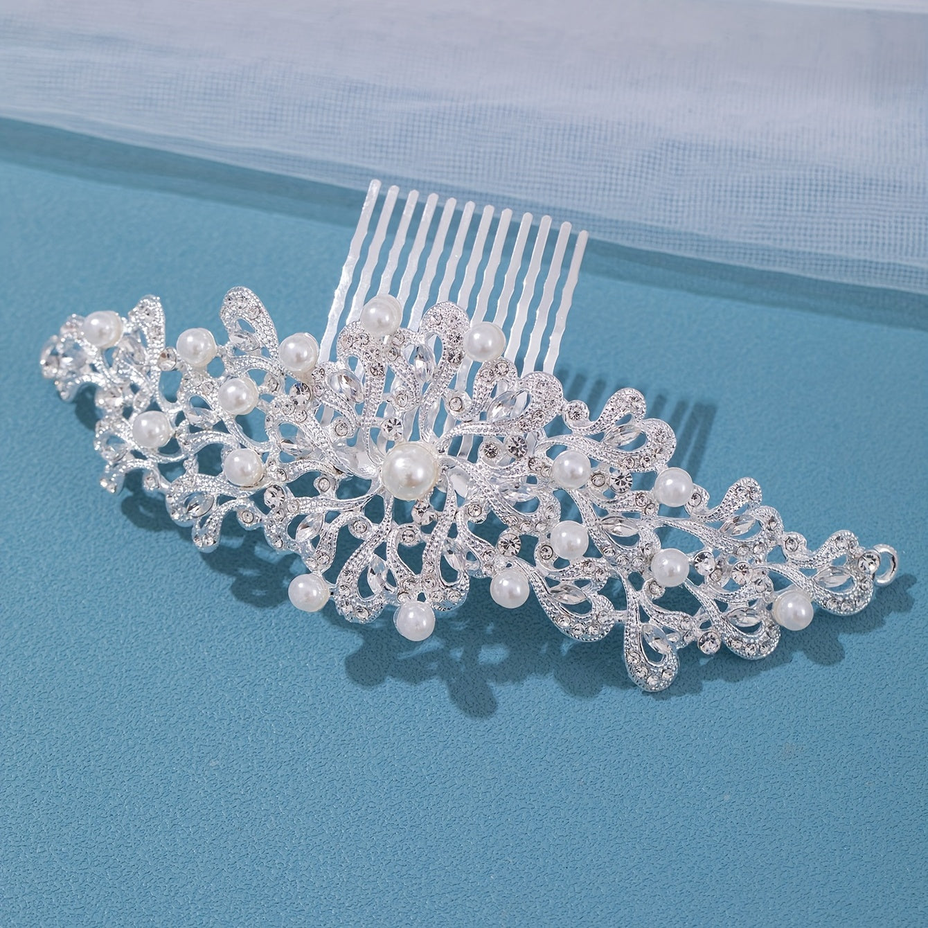 Girl's Rhinestone Flower Hair Comb, Evening Party Hairpin
