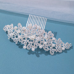 Girl's Rhinestone Flower Hair Comb, Evening Party Hairpin
