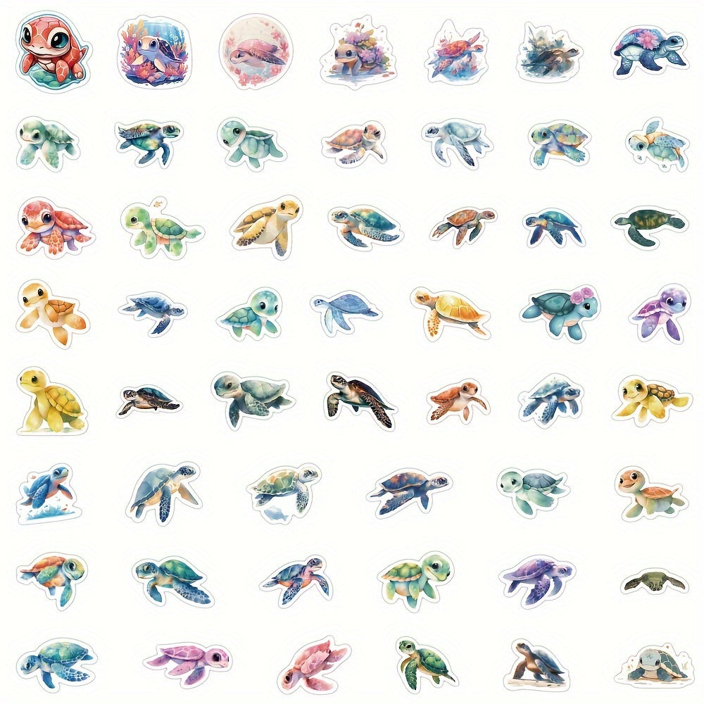 Sea Turtle Stickers 50pcs Colorful Ocean Animals Turtles Summer Sticker Pack