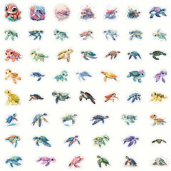 Sea Turtle Stickers 50pcs Colorful Ocean Animals Turtles Summer Sticker Pack