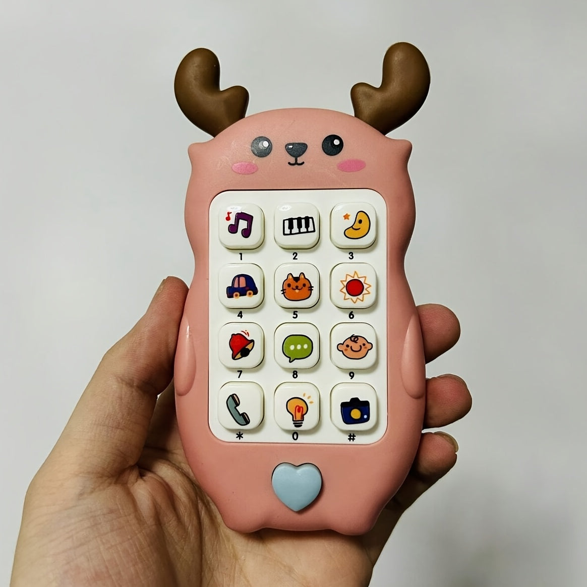 Fawn Shaped Light Up Music Toy Phone with Colorful Buttons, Ideal Birthday Gift