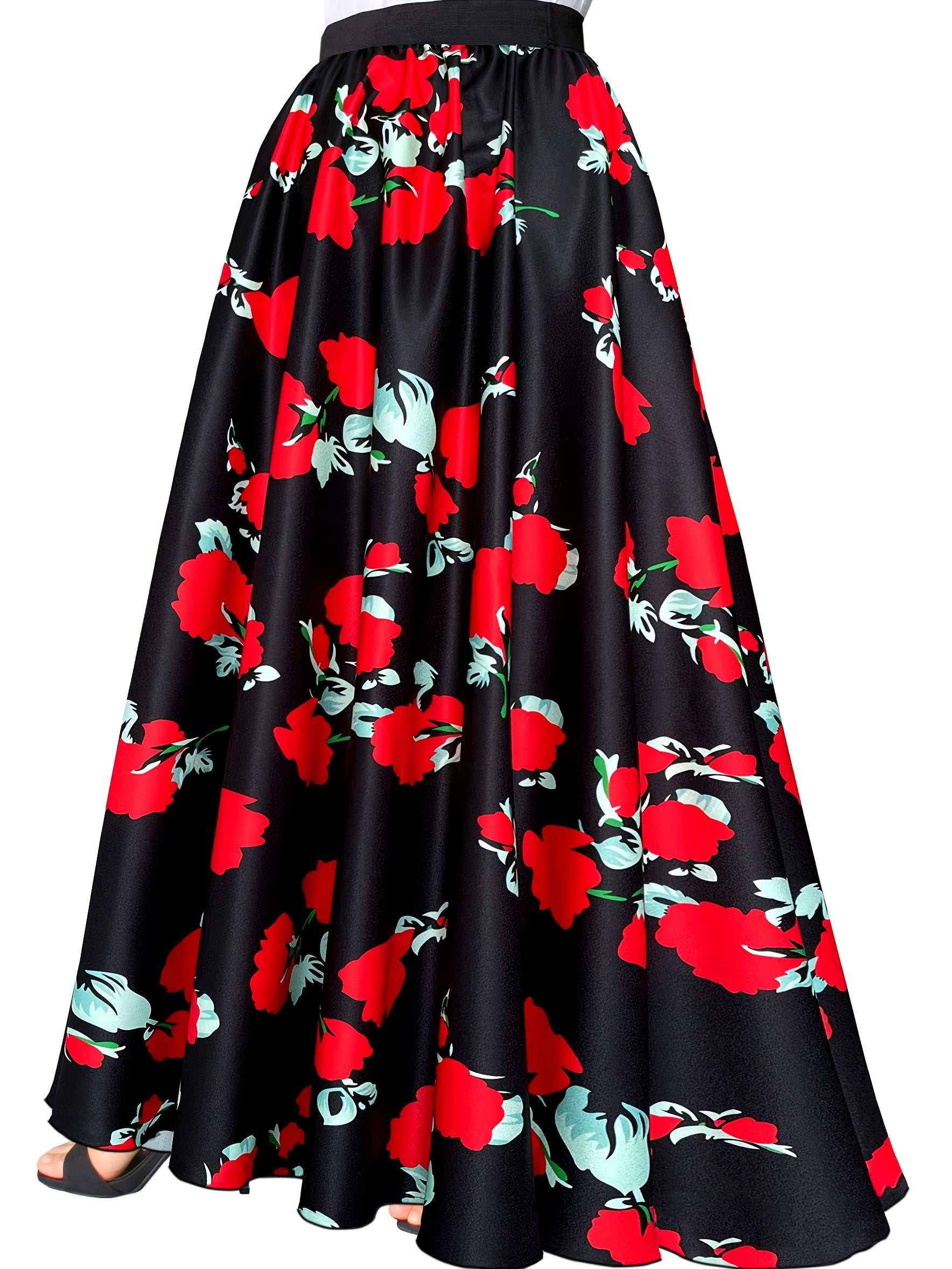 Women's Pleated Geo Print High Rise Maxi Skirt