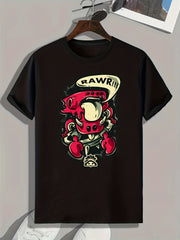 Cartoon Print Men's Graphic T-shirt for Summer