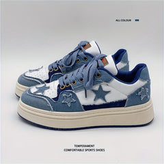 Women's Denim Skate Shoes Round Toe Low Top Sports Shoes