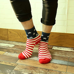 American Flag Striped Socks Men's Cotton Crew Socks