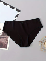 5 Pcs Seamless Briefs Wave Trim Panties Women's Underwear