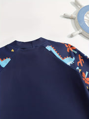 Boys Dino Swim Suit Trunks & Tops Short Sleeves Quick Dry Casual Kids Clothes