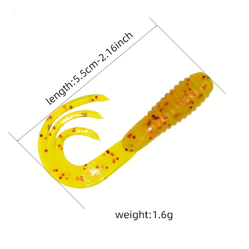 10pcs Artificial Roll Tail Worm Soft Baits 5.2inch Floating Fishing Lure Tackle