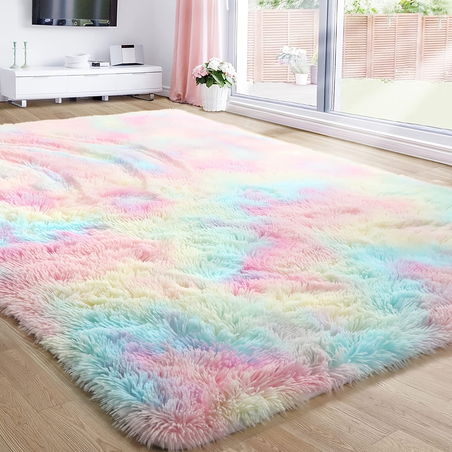 Tie Dye Plush Fabric Bedside Blanket Soft and Cozy Rug 78x110in
