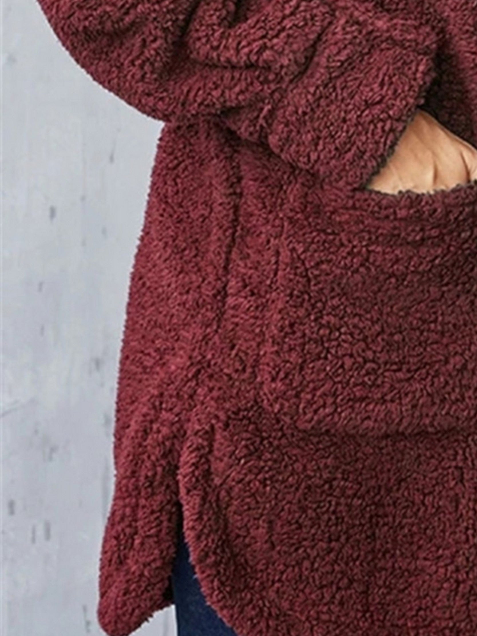 Fuzzy Teddy Coat Button Up Warm Outerwear