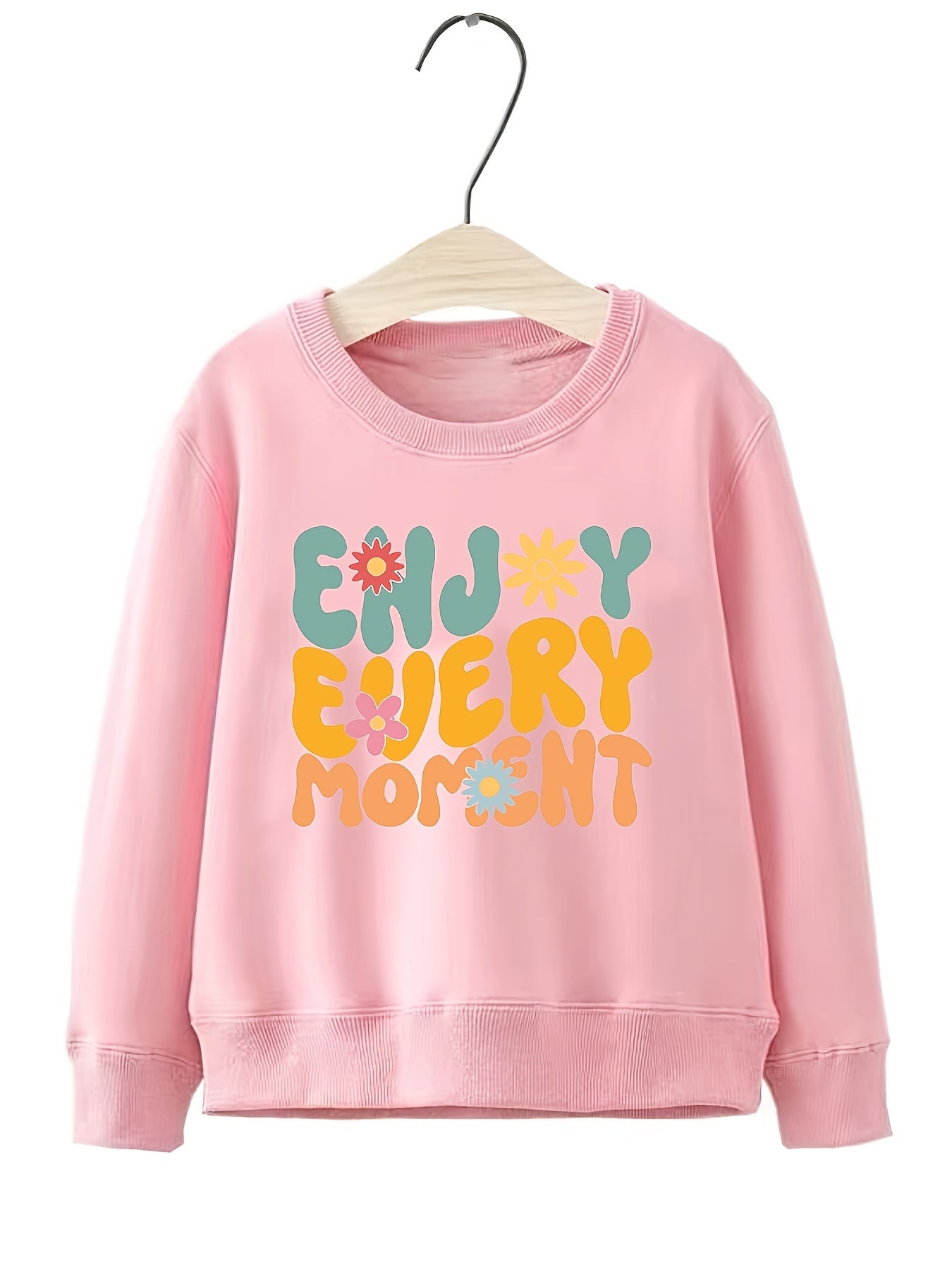 Cartoon 'Enjoy Every Moment' Pattern Sweatshirt For Girls