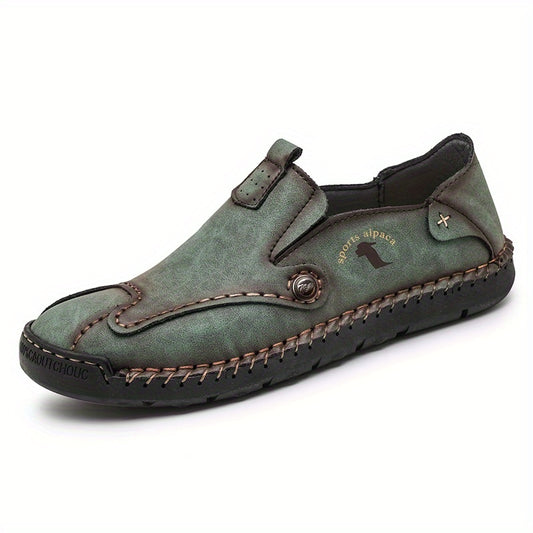 Men's Leather Loafer Shoes Comfy Stitch Detail Slip On Shoes