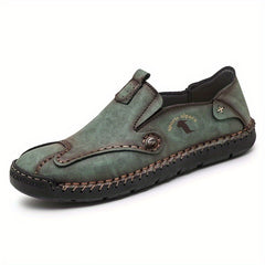 Men's Leather Loafer Shoes Comfy Stitch Detail Slip On Shoes