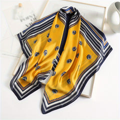 Striped Plaid Print Bandana Block Square Scarf Silk Shawl Classic Head Wraps