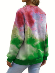 Butterfly Print Sweatshirt Crew Neck For Women