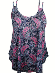 Paisley Print Boho Tank Top with Split Straps