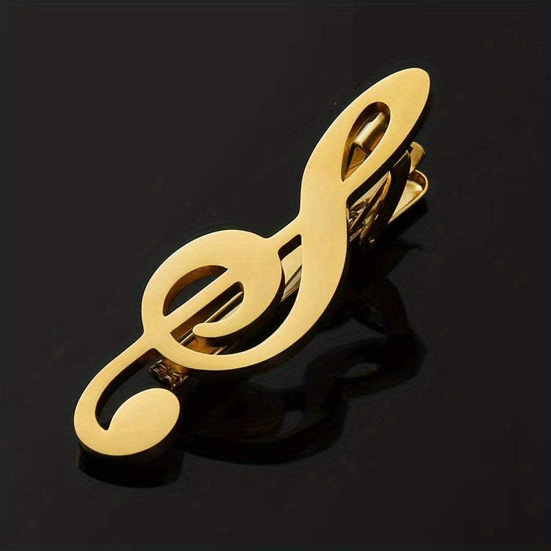 Titanium Steel Music Notes Guitar Tie Clip