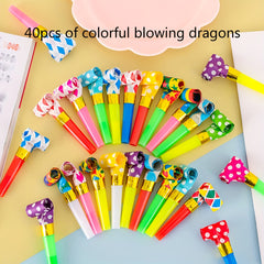 40pcs Plastic Whistle Birthday Party Event Aid Props Random Pattern