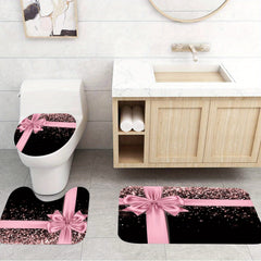 Sparkling Pink Shower Curtain Set with Carpet