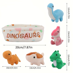 Cute Cat Dino Axolotl Plush Toy Set with Fruits & Basket