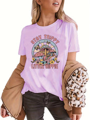 Mushroom Print Short Sleeve T-Shirt for Women