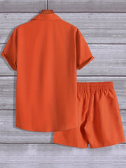 Button Front Shirt & Elastic Shorts Set