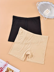 2 Pack Plus Size Seamless Boyshort Briefs Set Women's High Stretch Panties