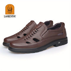 LAORENTOU Men Leather Loafer Shoes Slip On Lightweight Non Slip