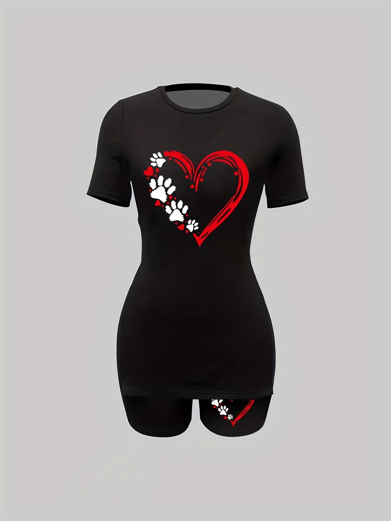 Letter Print Two piece Set T shirt & Shorts Casual Outfits