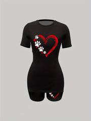 Letter Print Two piece Set T shirt & Shorts Casual Outfits